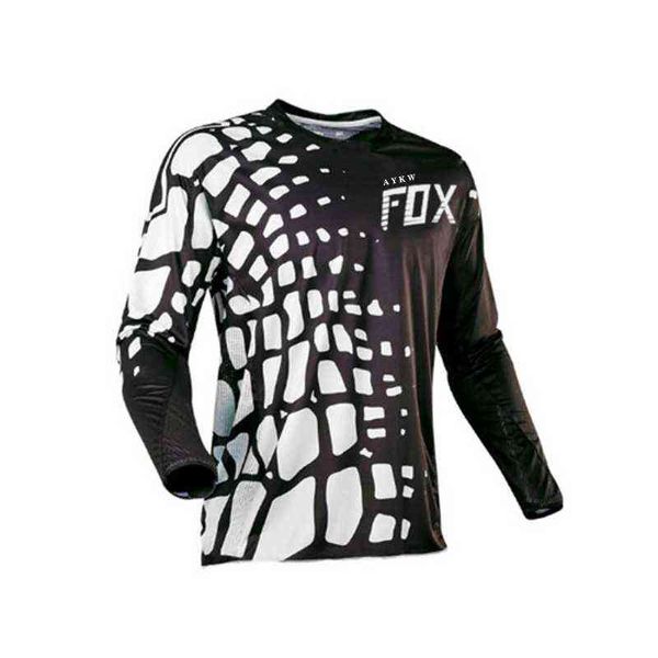

downhill jerseys mtb cycling jersey men mountain bike short sleeve maillot ciclismo hombre verano motocross sports team aykwfox, White