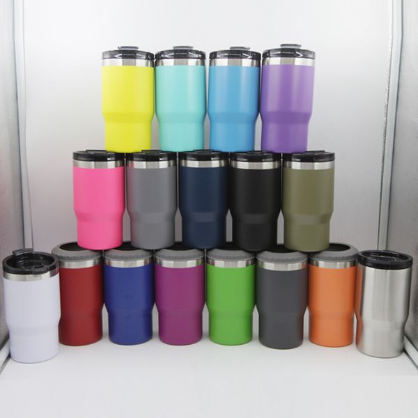 

14oz stainless steel tumblers with duo lids cola beer cooler can 2 lids coffee mug insulated double wall vacuum drinking cup water bottle