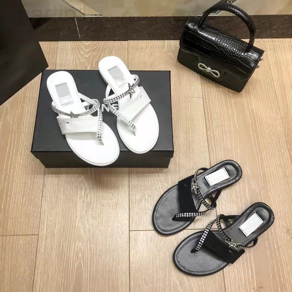 

sandals designer xiaoxiangfeng herringbone slippers 2022 summer fairy star pressure drill chain fashion casual flat slippersksym, Black