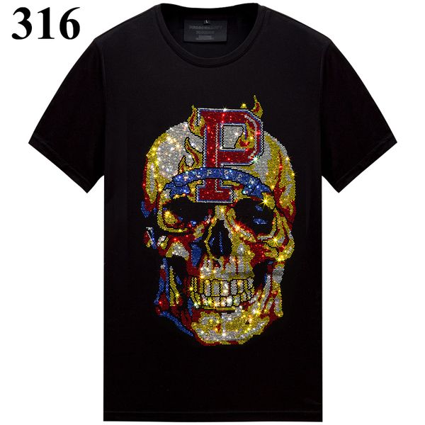 Мужские топы Горячий горный хрусталь с короткими рукавами Дизайнерская футболка Летние рубашки с круглым вырезом Хип-хоп Повседневная футболка Мерсеризованный хлопок S-6XL 5644