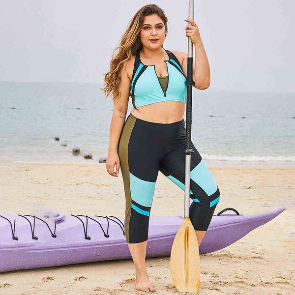 

designer women's swimsuit bikini dilamon women's high waist trousers conservative and slim large two-piece swimsuit 412130, White;black