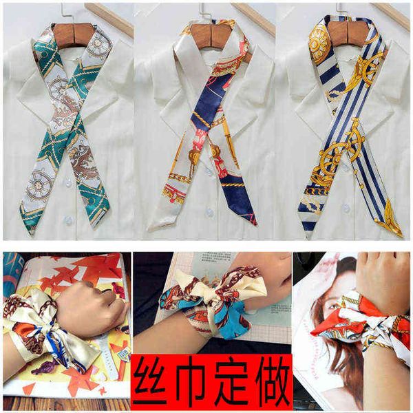 

tiktok red selling printing elegant atmosphere cravat bow tie trend long short silk sunscreen scarf spring summer men and women beach shawl, Black;purple