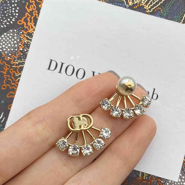 

fan-shaped baita red idol same style street yy2022 luxury brand fashion design versatile ladies jewelry stud earrings, Golden;silver