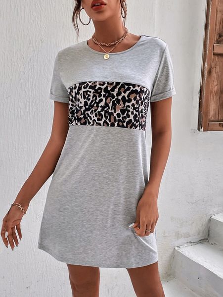

leopard print dress 89lx#, Black;gray