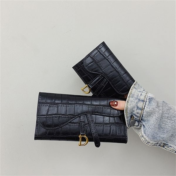 

women's wallet women's long simple fashion buckle folding stone pattern multi card short money pocket change wallet clearance outl, Red;black