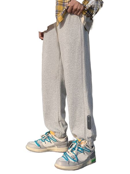 

men patched detail sweatpants f61g#, Black