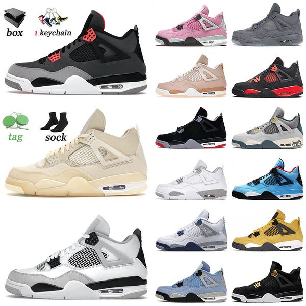 

jorda 4 4s iv mens basketball shoes infrared sail military black jumpman women trainer with box