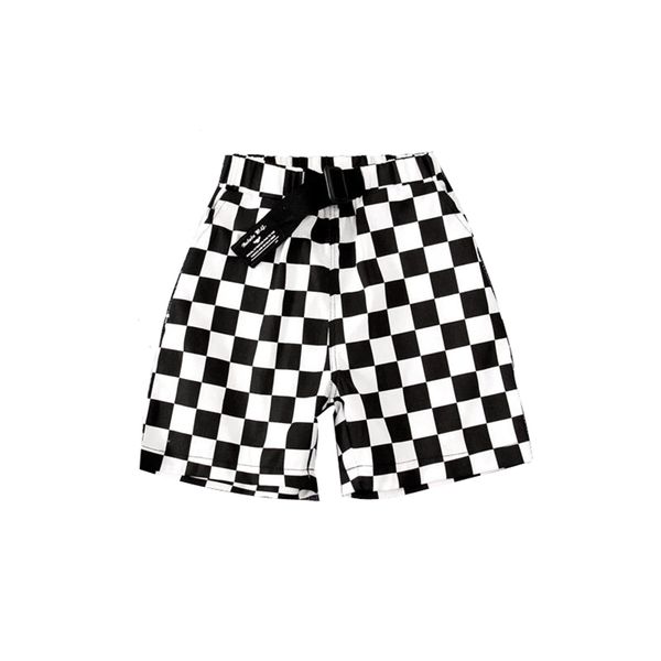 Moda shorts de verão para meninos algodão adolescente preto em xadrez crianças fina calças 2-14years roupas roupas de criança 220419