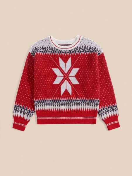 

1pc geo print round neck sweater t0zz#, White;black