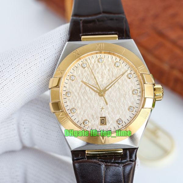

10 styles watches cr factory 39mm 18k gold two tone cal.8800 automatic mens watch 131.23.39.20.58.001 champagne dial leather strap gents wri, Slivery;brown