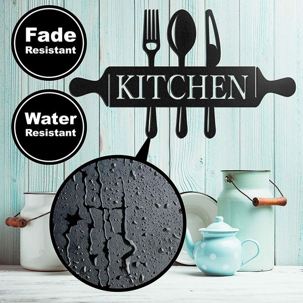 18'X10' Metal Utensil Wall Art Black Kitchen Wall Decor Sign for KitchenMöbel & Wohnen, Kochen & Genießen, Küchenhelfer!