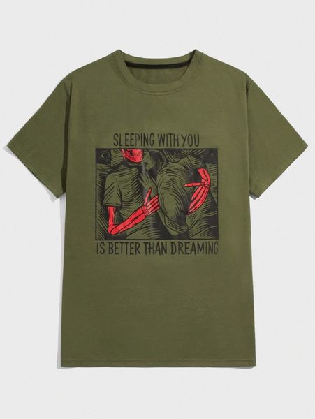 

romwe x danielevicentini guys slogan figure & skull graphic tee 32tc#, White;black