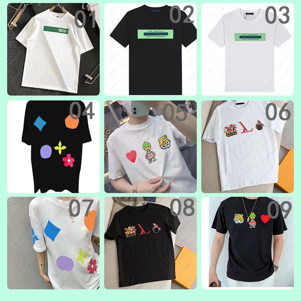 

mens t-shirts for summer short sleeves luxury designer brand printing sytles multi-color summers shirt round neck cotton white and black col, White;black