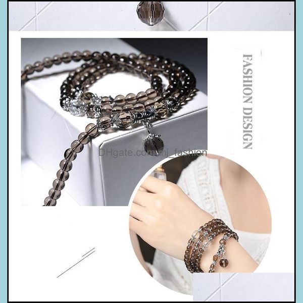 

beaded strands bracelets bangles for women amethyst crystal natural stone bracelet necklace charms mala beads drop delivery 2 dhhvd, Black