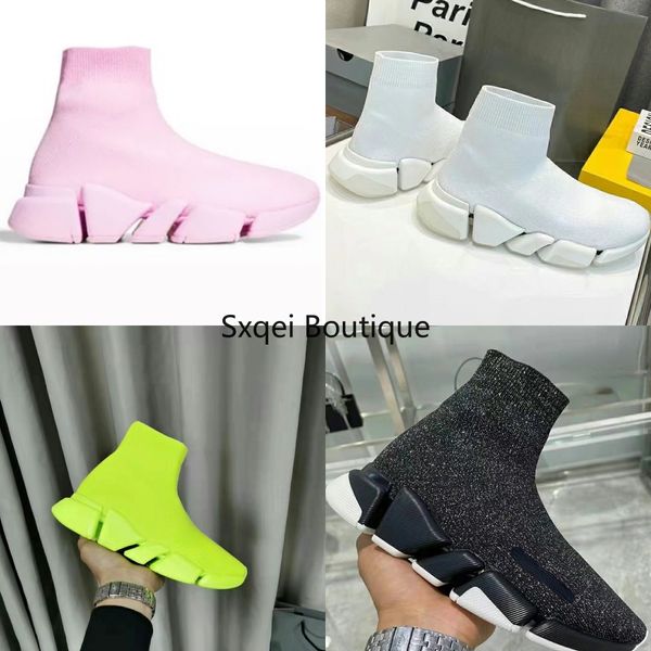 

2022 designer sock shoes for women boots of men pink color online celebrity shoes celebrity high elastic new color women shoes size 35-45, Black