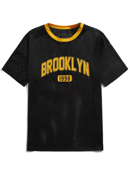 

men letter graphic drop shoulder tee x3np#, White;black