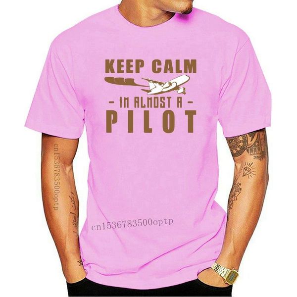 Herren T-Shirts Halten Sie sich ruhig im Pilot, ein Pilot lustiger Herren-Hemd-Flugzeug Flugzeug Flug T-Shirt Kurzarm Baumwolle O-Neck-T-Shirts