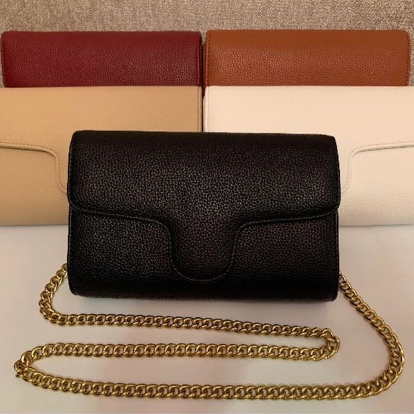 

designer handbag shoulder chain bag clutch flap totes bags leather litchi profile double letters solid hasp saddle bag vintage gold popular