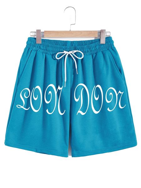 

romwe guys graphic drawstring shorts q1ep#, White;black