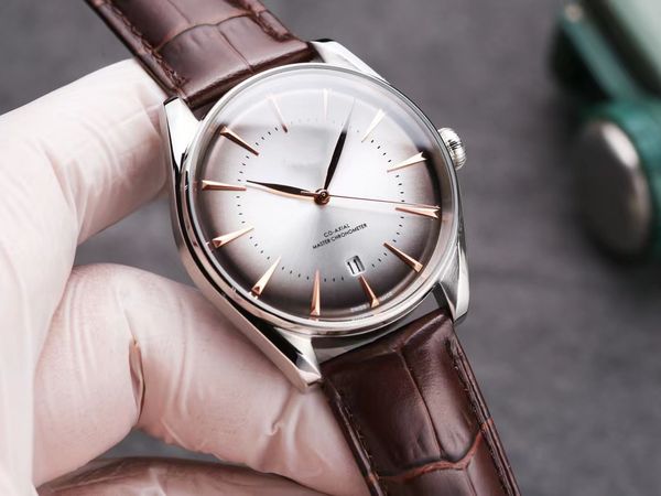 

2022 new mens business watch 39.5mm 8800 automatic mechanical movement watches italian cowhide strap 316 fine steel calendar window is water, Slivery;brown