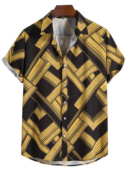 

men random polka dot & geo print shirt e1yf#, White;black