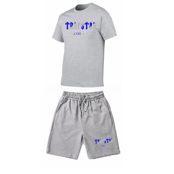 2022 yeni TRAPSTAR eşofman takımı erkekler T gömlek şort setleri yaz spor koşu pantolonları Streetwear Tshirt takım elbise Tops