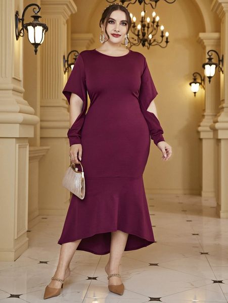 

plus cut out high low hem dress j6vo#, Black