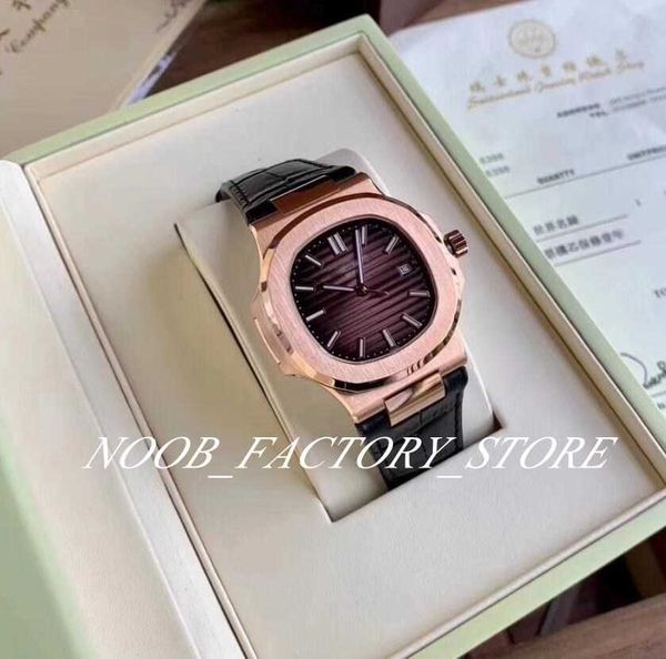 

3 colors rose gold luxury factory 40mm sports elegant series 5711 cal.324 s c automatic movement leather strap long wristwatch men watch, Slivery;brown