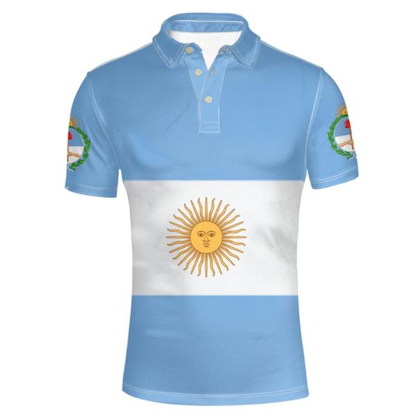 Polo da uomo Argentina Maschile Gioventù Nome personalizzato Numero Paese Camicia Bandiera Spagnola Nazione argentina Stampa Po Boy Abbigliamento casualUomo UomoUomo