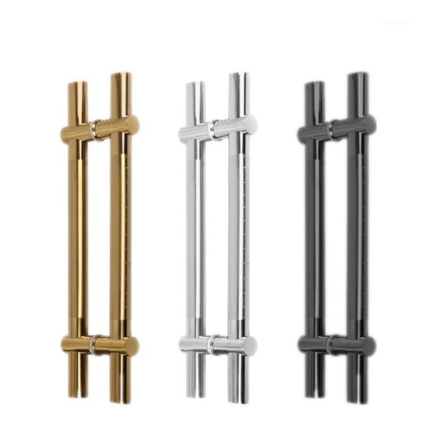 1Pair ajuste a porta de porta de vidro ajustável aço inoxidável com linhas de ouro em estrela lodas portão de lojas hardware el/hardware de escritório