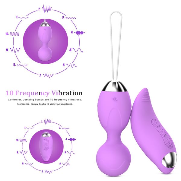 10 velocità vibratore clitorideo uova di salto sfera della vagina stimolatore del clitoride telecomando senza fili Kegel giocattolo adulto sexy per donna