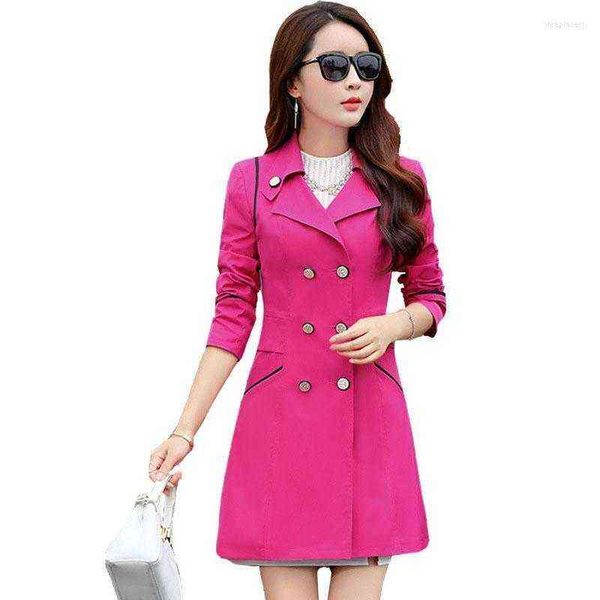 

women's trench coats double breasted windbreaker female mid-length coat women korean slim spring autumn plus size casual outerwear r289, Tan;black