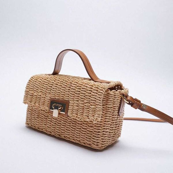

evening bags fashion pu straw women handbag handmade woven leather crossbody for 2022 summer beach boho bohemia shoulder bag y0506