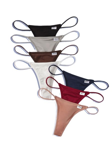 

romwe 7pack letter graphic mixed color panty t5bd#, Black;red