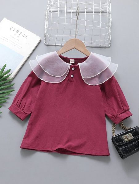 

toddler girls layered mesh statement collar blouse she, White;black