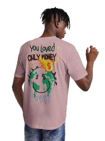 

men slogan & cartoon face print tee e7bi#, White;black