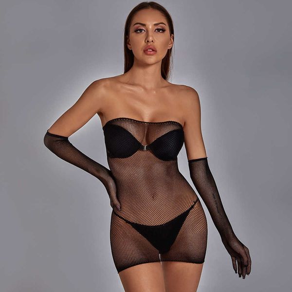

2022 adultshop new style net clothes bag skirt one piece vimys black silk temptation fun sleeve 9026, Red;black