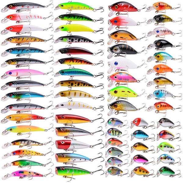 Mischfarben Angelköder-Set 510 Stück Minnow Popper Wobbler Wobbler Künstlicher Hartplastikköder Kit Tackle 220812