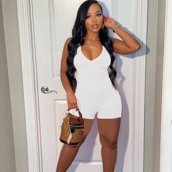 

sleeveless jumpsuit shorts legless waistless backless jumpsuit, Black;white