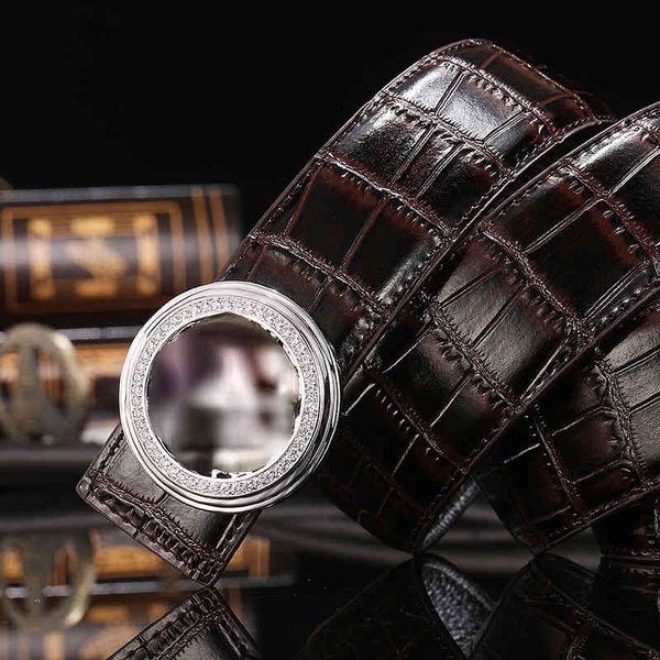 

men's leather belt is in the of times button smooth layer personalized fashion korean trouser mens designer belts high end luxury for m, Black;brown