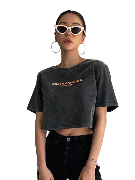 

dazy letter graphic crop tee e3lw#, White