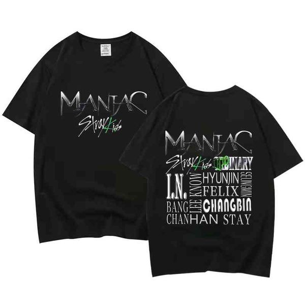 

ppoxins t-shirt fashion stray kids maniac shirt skz maniac album kpop cotton couple short sleeve unisex, White;black