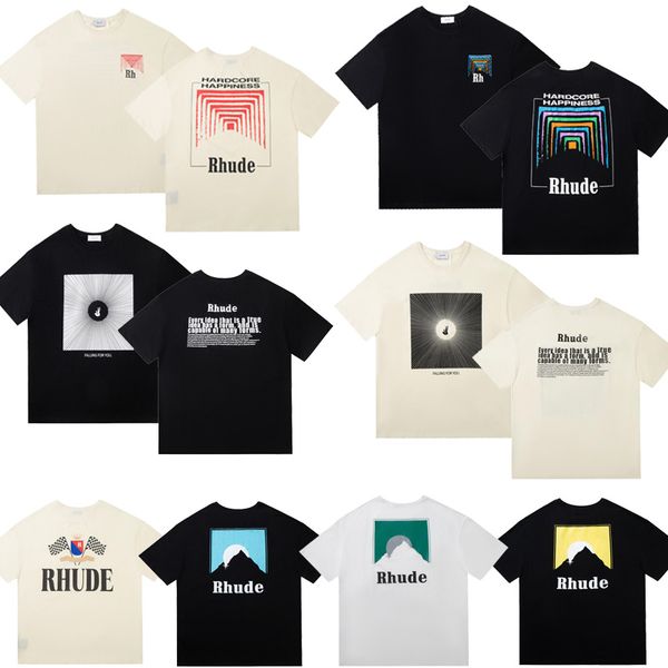 

2022 ins high street tide brand rhude men's t-shirts letter printed round neck tee loose casual cotton short-sleeved t-shirt men and wo, White;black