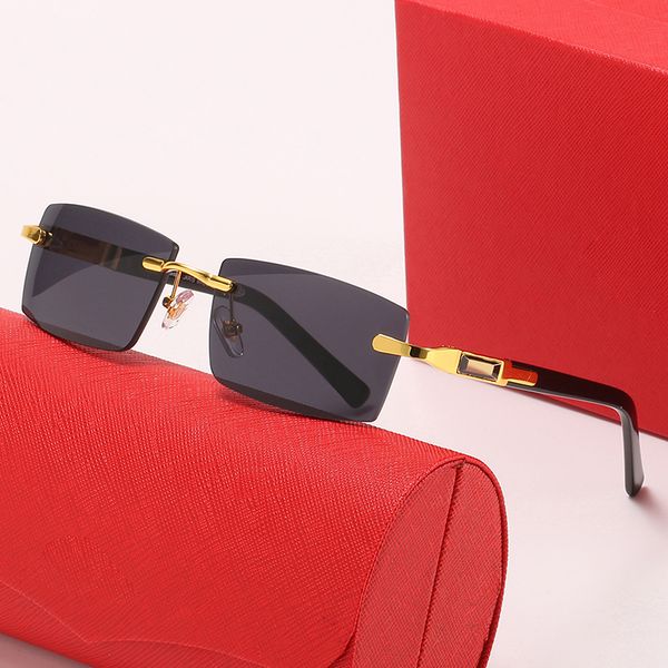 

mens designer sunglasses for woman polarize sport square rimless sunglass oversized fashion panther metal luxury brand frames carti glasses, White;black