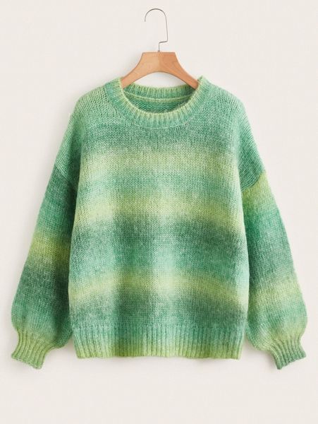 

drop shoulder ombre sweater f1da#, White;black