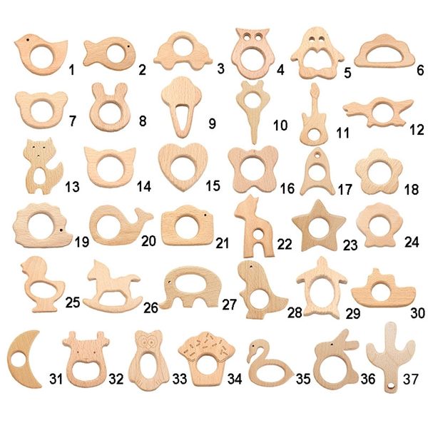 

chenkai 10pcs wooden elephant sheep airplane heart dinosaur horse teether eco-friendly unfinished baby grasping pacifier 220507