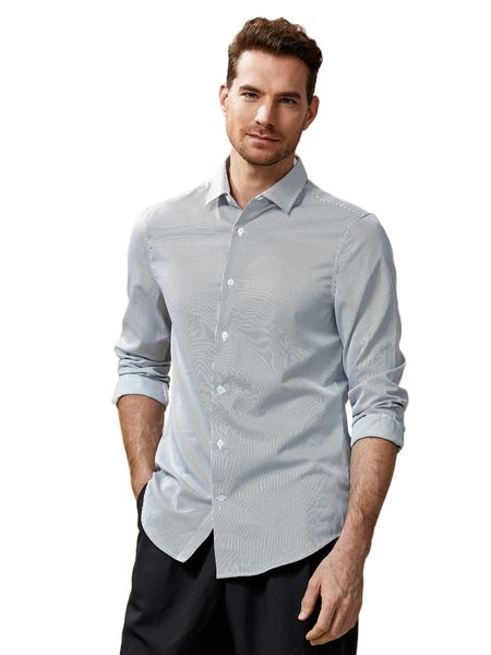

men striped print collared shirt 50ve#, White;black