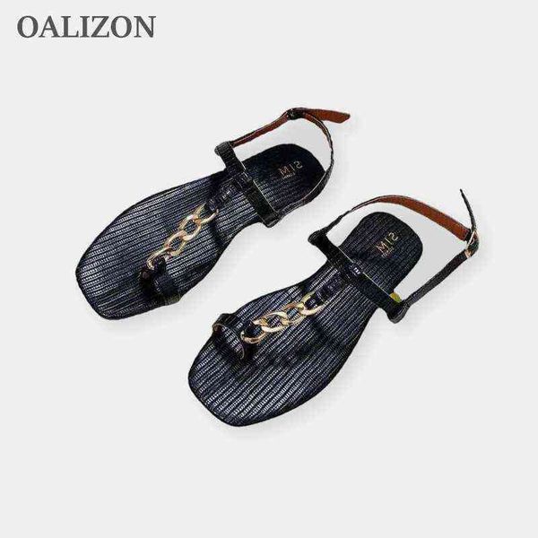 

slipper sandal women summer 2022 new chain flat rome flip flop ladie shoe casual buckle strap mujer slide 220622, Black