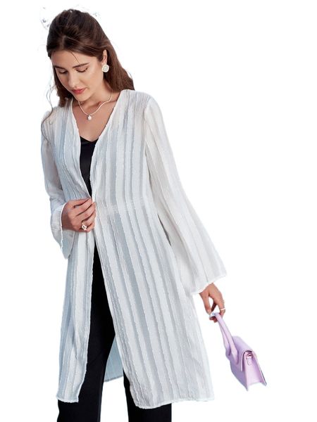 

jacquard open front kimono r43s#, White;black