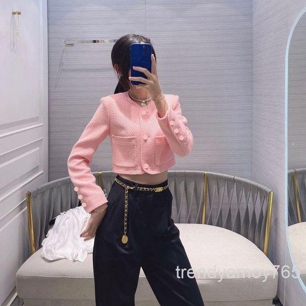 

women's jackets woven tweed short coat sweet girl's button is thin, open waist solid color women's high end, Black;brown